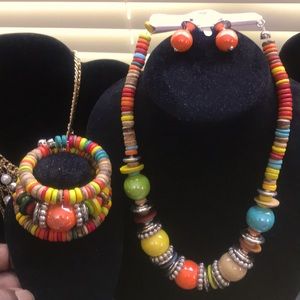 3pc colorful necklace,bracelet and earrings set